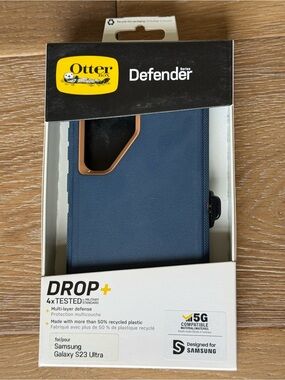 New OtterBox Defender Series Case for Samsung Galaxy S23 Ultra Navy/copper brown